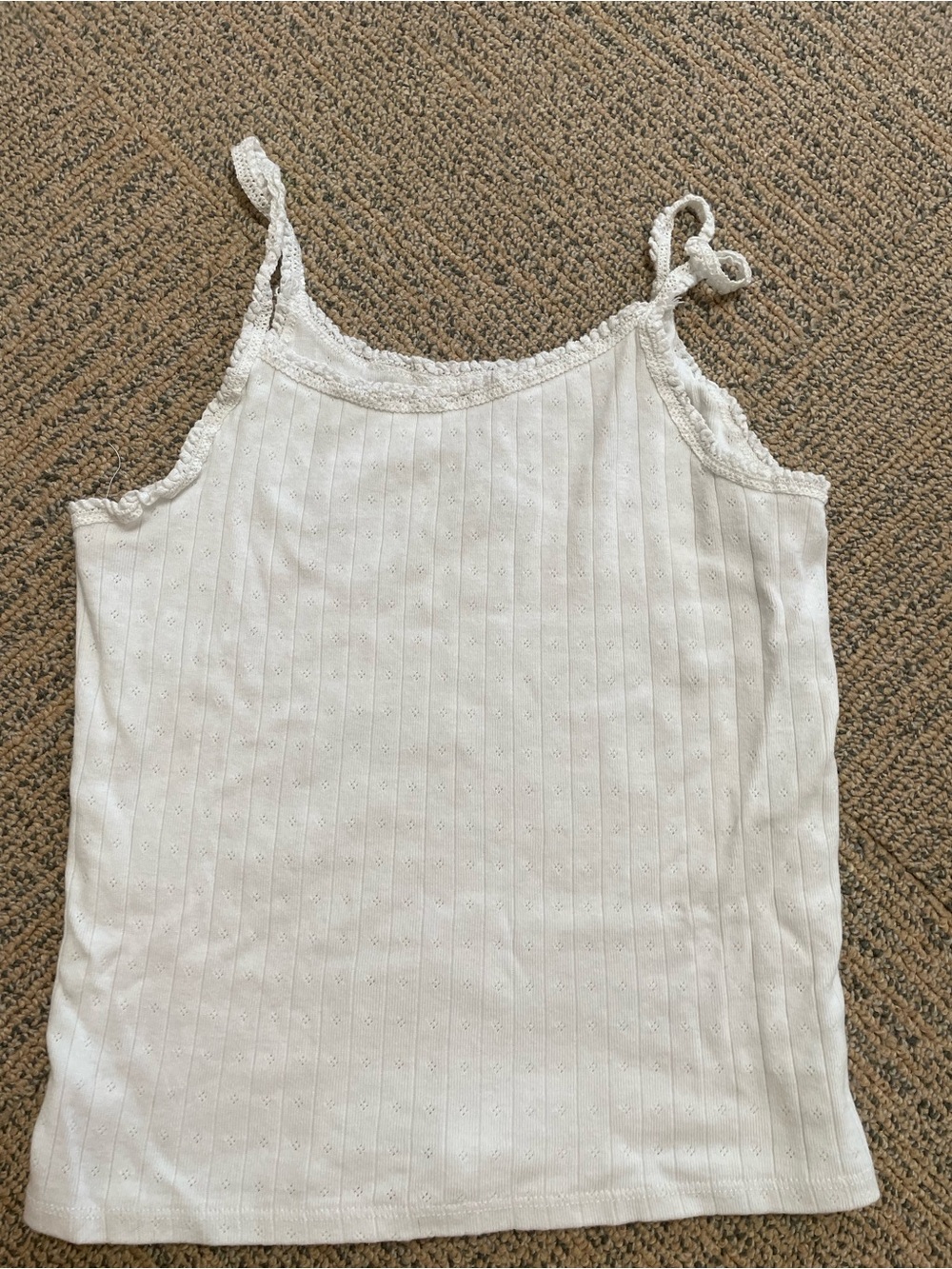 Girl’s White Lace-Trim Tank Top